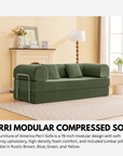 Perri 79" Modular Compressed Sofa with Corduroy Upholstery, Lumbar Pillows & Metal Support By FOA