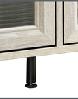 Mid-Century Modern TV Stand with Frosted Glass Cabinets - Gray