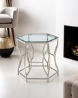 Contemporary Chrome Geometric Shaped End Table