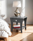 Rectangle Transitional Gray End Table with Storage Drawer