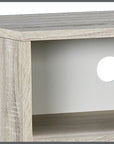 Mid-Century Modern TV Stand with Frosted Glass Cabinets - Gray