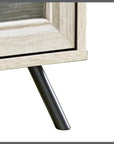 Mid-Century Modern TV Stand with Frosted Glass Cabinets - Gray