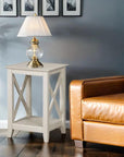 Rustic End Table with X-Frame Design