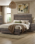Aylswoth Platform Bed Distressed Finish Rustic Style