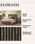 Aylswoth Platform Bed Distressed Finish Rustic Style