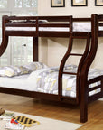Solpine Charming Wooden Twin/Full Bunk Bed with Curved Frame & Attached Ladder