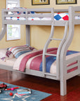 Solpine Charming Wooden Twin/Full Bunk Bed with Curved Frame & Attached Ladder