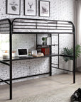 Opal Modern Loft Twin Metal Bunk Bed with Integrated Desk and Shelves