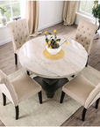 Elfredo 5-Piece Genuine Marble Round Table Dining Room Set