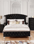 Alzir Elegant Luxury Tufted Velvet Platform Bed