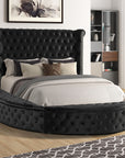 Velvora Platform Bed Frame with Storage Compartments, USB Ports & Wingback Tufted Headboard