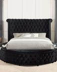 Velvora Platform Bed Frame with Storage Compartments, USB Ports & Wingback Tufted Headboard