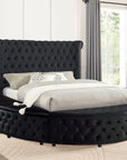 Velvora Platform Bed Frame with Storage Compartments, USB Ports & Wingback Tufted Headboard