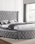 Velvora Platform Bed Frame with Storage Compartments, USB Ports & Wingback Tufted Headboard