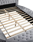Velvora Platform Bed Frame with Storage Compartments, USB Ports & Wingback Tufted Headboard