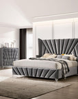 Vienzelle Hollywood-Inspired Vintage Wingback Upholstered Bed