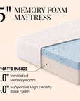 Lunara Fiberglass-Free Memory Foam Mattress in a Box - Firm Support, Cooling Cover, CertiPUR-US Certified