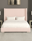 Santorini Modern Contemporary Fur Chenille Fabric Minimalist Platform Bed