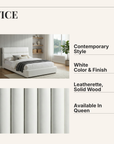 Vice Contemporary Upholstered White Leatherette Bed