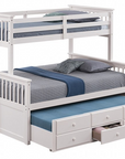 University Wooden Twin Over Full Bunk Bed with Storage Drawers