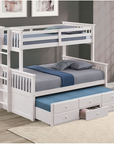 University Wooden Twin Over Full Bunk Bed with Storage Drawers