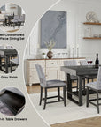 Alverton Transitional Dining Set, 7 Pieces