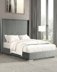 Santorini Modern Contemporary Fur Chenille Fabric Minimalist Platform Bed