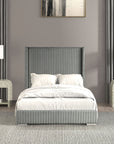 Santorini Modern Contemporary Fur Chenille Fabric Minimalist Platform Bed