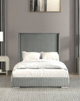 Santorini Modern Contemporary Fur Chenille Fabric Minimalist Platform Bed