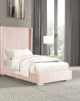 Santorini Modern Contemporary Fur Chenille Fabric Minimalist Platform Bed