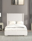 Santorini Modern Contemporary Fur Chenille Fabric Minimalist Platform Bed