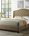 Carly Elegant Tufted Upholstered Camelback Platform Bed Frame