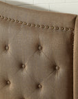 Carly Elegant Tufted Upholstered Camelback Platform Bed Frame
