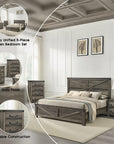 Arlingtona Rustic Farmhouse Bedroom Set, 5 Pieces