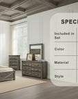 Arlingtona Rustic Farmhouse Bedroom Set, 5 Pieces