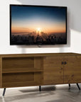 Mid-Century Modern Walnut TV Stand (Light Brown)