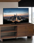 Mid-Century Modern Walnut TV Stand (Dark Brown)
