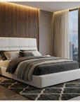 Vice Contemporary Upholstered White Leatherette Bed