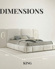 Newhaven Bed, Contemporary Ivory Boucle Upholstered Platform Bed with LED Lighting by FOA
