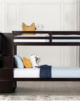 Ontario Space-Saving Twin Over Twin Bunk Bed with Built-In Storage Stairs – Espresso Finish