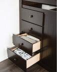 Ontario Space-Saving Twin Over Twin Bunk Bed with Built-In Storage Stairs – Espresso Finish