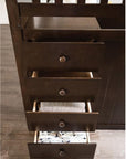 Ontario Space-Saving Twin Over Twin Bunk Bed with Built-In Storage Stairs – Espresso Finish