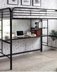 Opal Modern Loft Twin Metal Bunk Bed with Integrated Desk and Shelves