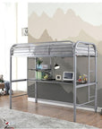 Opal Modern Loft Twin Metal Bunk Bed with Integrated Desk and Shelves