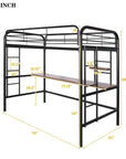 Opal Modern Loft Twin Metal Bunk Bed with Integrated Desk and Shelves