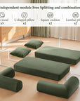 Perri 79" Modular Compressed Sofa with Corduroy Upholstery, Lumbar Pillows & Metal Support By FOA