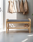 Contemporary Boho Bamboo Shoe Storage Bench