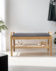 Contemporary Boho Bamboo Shoe Storage Bench