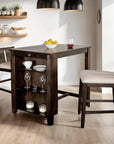Walnut 3-pieces Solid Wood Dining Set