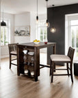 Walnut 3-pieces Solid Wood Dining Set